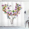 Ambesonne Skull Shower Curtain, Deer Animal Skull with Floral Horns, 69" W x 70" L, Brown Purple, Cloth Fabric Bathroom