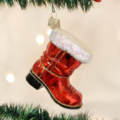 Old World Christmas Santa Boot Glass Blown Ornament for Christmas Tree