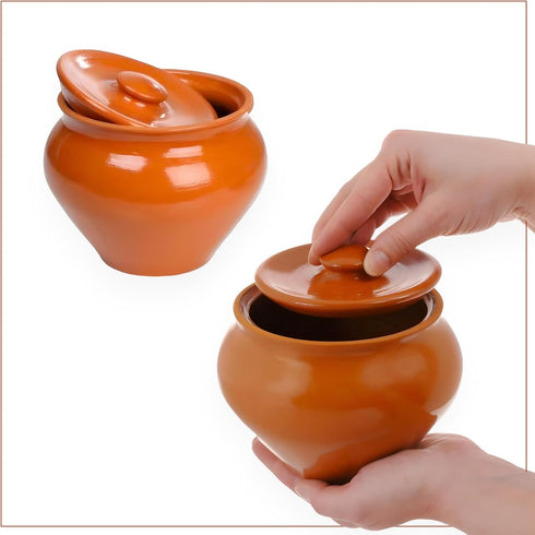 Stoneware Ramekin with Lid 17 fl oz 500 ml Clay Pot for Cooking, Dutch Oven Pot With Lid, Cooking Pot, Earthenware Pot, Stockpot with Lid, Earthenware Rice Pots by Vyatka Ceramics