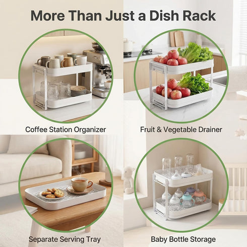 2-Tier Countertop Zosenley Cup Drying Rack with Removable Drainboard, Rust-Proof Iron Mug Organizer, Multi-Purpose