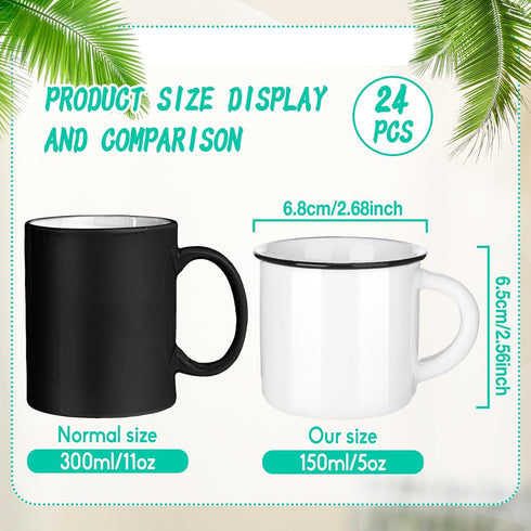 24 (5.07 oz) Uiifan Pcs Ceramic White Coffee Mugs Bulk Vintage Espresso Mug Mini Tea Cups for Home Travel with Handle