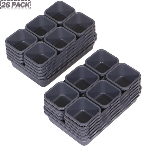 Set of 28 Interlocking Desk Drawer Organizer Tray Dividers for Kitchen, Bathroom, Makeup, Office Storage Bins