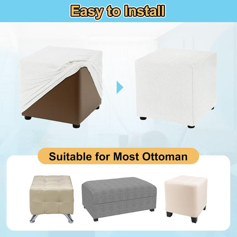 83-101cm 33"-40", uxcell Stretch Ottoman Cover Rectangular Oversized Square Ottoman Slipcover with Elastic for Foot