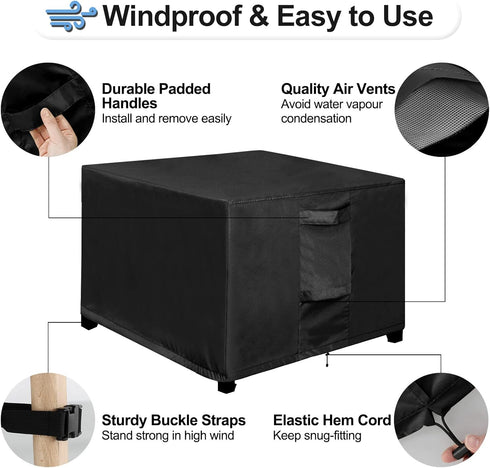 33L 33W 17H Inch, OutdoorLines Outdoor Waterproof Patio Ottoman Covers - Square UV-Proof Patio Side Table Cover