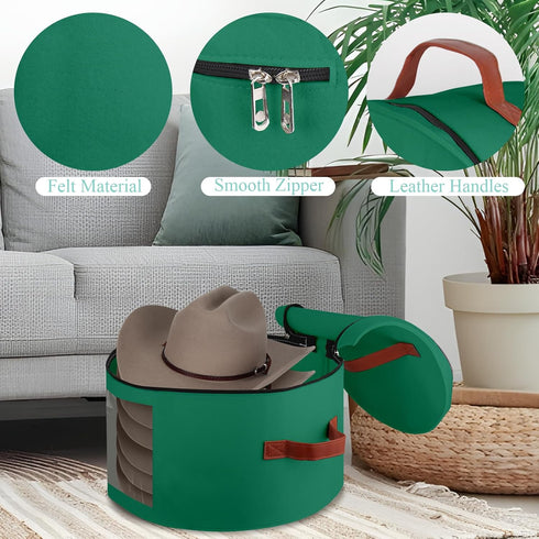 Hat Box, Stackable Round Brim Hats Organizer Bag for Closet, Travel Hat Boxes for Women