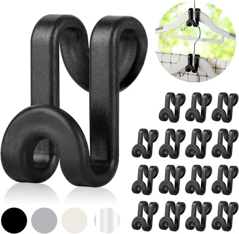 Mlici Clothes Hanger Connectors - 60 Pcs Heavy Duty Plastic Mini Hooks for Space Saver Closet Organizer, Black