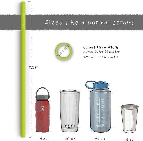 Silicone Straws, Slender Size, BPA Free Non-Rubber, Reusable Drinking Straws for 20 oz Yeti Tumbler, Safe for Kids
