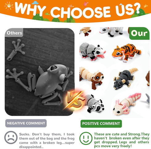 21 3D Set Pcs Mini Printed Animal Statues - Movable Joints Realistic Collectible Figurines for Adults, Home Office Desk
