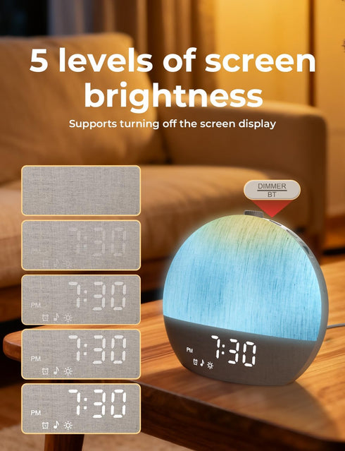 30 LIORQUE Sunrise Alarm Clock, Digital Alarm Clocks Bedside, Sleep Sounds, Sleep Timer, Adjustable Volume