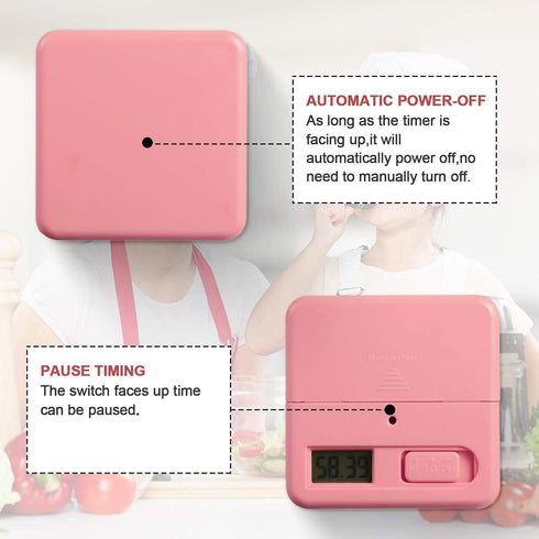 Weewooday Cube Timer Productivity Flip Timer for ADHD, 15 20 30 60 Minutes Countdown Learning Management (Pink)