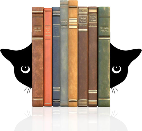 TYLCC Bookends Metal Cat Book Ends, 1 Pairs Cute Bookends for Shelves Decorative