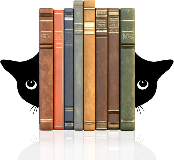 TYLCC Bookends Metal Cat Book Ends, 1 Pairs Cute Bookends for Shelves Decorative