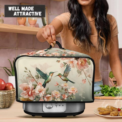 Floral Hummingbird Slow Cooker Dust Cover, Novelty Air Fryer Cover Compatible with Most Kitchen Appliances, Washable