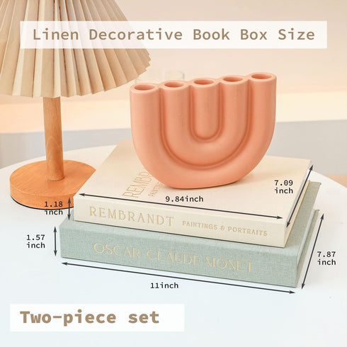 HMMSTR Decor-Set 2 Modern Coffee Table Books-Decorative Books for Home of Linen Fake Books Decorative Boxes-Faux Book
