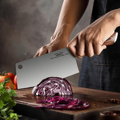Ultra Sharp 7 inch Cleaver Knife, High Carbon German Stainless Steel Butcher Knife for Kitchen and Restaurant