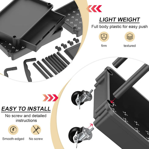 3 2 Goovilla Tier Rolling Utility Cart Organizer with Removable Drawer, Stable and Sturdy Black Rolling Storage Carts