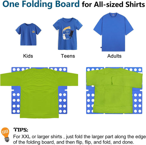 T Shirt Folder - Plastic Clothes Folding Board for Home Storage, Blue