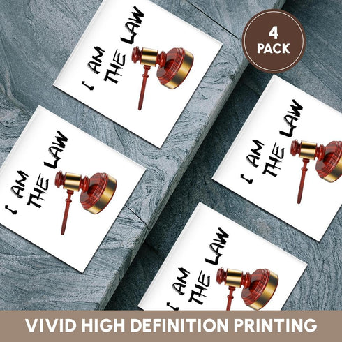 3D Rose I Am The Law-Judge Gavel with Sound Block, Ceramic Tile Coasters, Multicolor