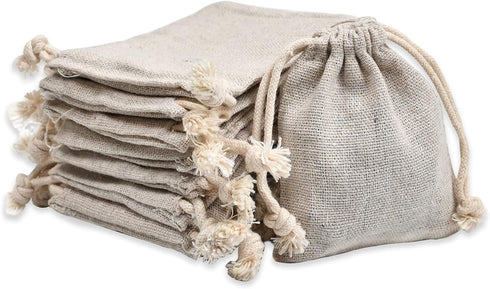 calary 50pcs Double Canvas Drawstring Bag, Cotton Pouch Gift Sachet Bags (2.75x4 Inch)
