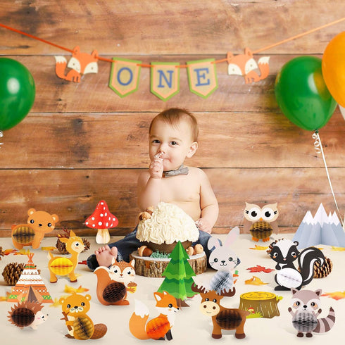 Distaratie Woodland Baby Shower Decoration Table Centerpieces, Woodland Animals for Party Event, Set of 16