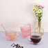 Handle-14 oz (4) Vintage Glass Coffee Mugs with Pink Embossed Glass Cups for Cappccino, Latte, Cereal, Yogurt, Tea