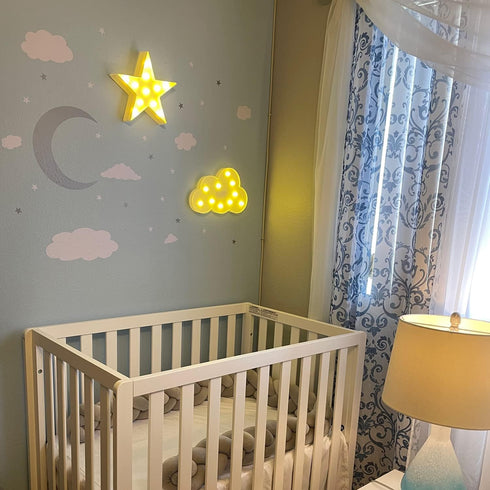 ZUOKEMY 3Pcs Decorative LED Crescent Moon Star Cloud Night Light Can Be Hung On The Wall ChildrenS Room Room Light