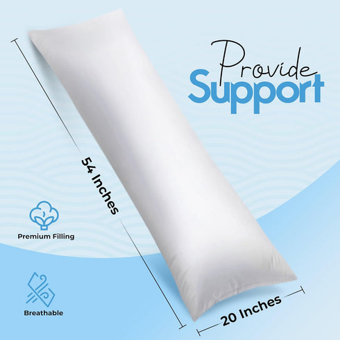 20 54 Inch), Utopia Bedding Full Body Pillow for Adults (White, x Long Pillow Insert for Sleeping, Ideal for Side