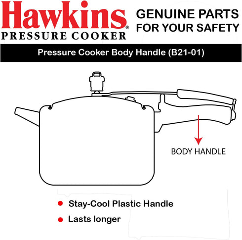 Hawkins B21-01 Plastic Pressure Cooker Body Handle, 1.5L to 12L, Black