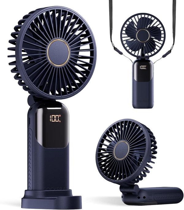 Portable Fan: 4200mAh Battery Operated with 5 Speeds, 180° Adjustable Lash Fan for Women, Handheld/Neck/Desk Use