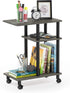 Furinno Turn-N-Tube C Shaped Side Table with Casters, French Oak Grey/Black