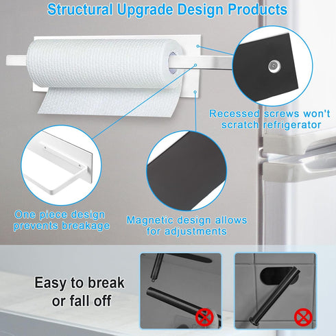 Magnetic Paper Towel Holder for Fridge, Toilet Paper Roll Holder Magnetic Paper Towel Rack Wall Mount Fridge Organizer