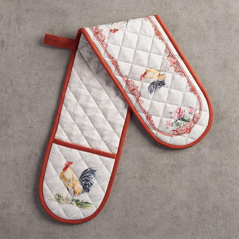 Maison d' Hermine Double Oven Mitts - 100% Cotton 7"x35" Double Oven Mitt Heat Resistant BBQ Cooking Gloves with Loop,