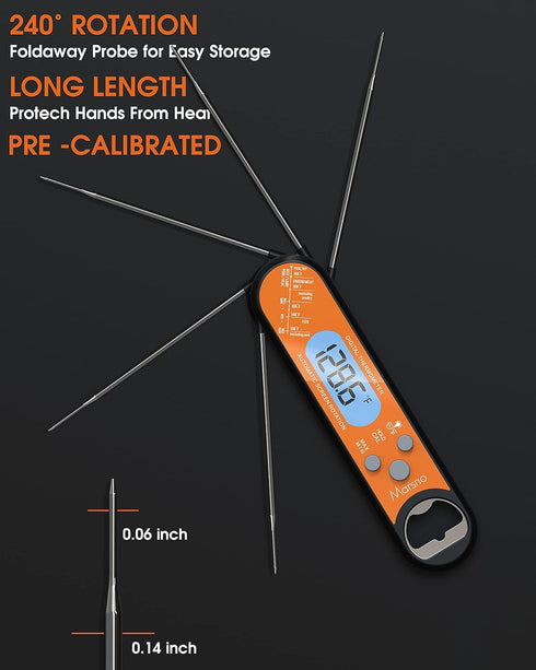 Meat Thermometer, Instant Read Digital Food Thermometer for Cooking, Fast & Precise with Backlight