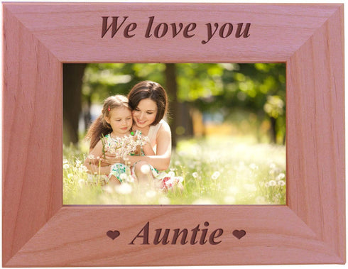 CustomGiftsNow Engraved Wood Picture Frame, We Love You Auntie, 4x6 Horizontal