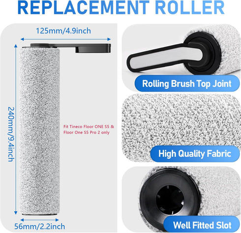 Vylaier S5 S5 2 2 2 Roller Brush Replacement and Vacuum Filter Kit Compatible Only with Tineco Floor ONE / Floor One