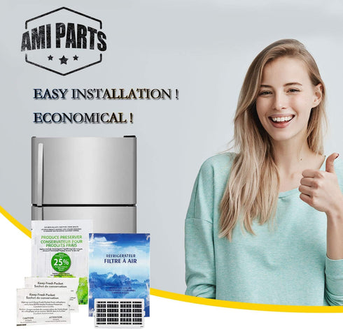 AMI PARTS W10311524 Air Filter & W10346771A Produce Preserver Replacement Compatible with Refrigerator (pack of 3 each)