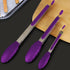 HOTEC Premium Stainless Steel Locking Kitchen Tongs, Set of 3 - 7", 9" and 12" (Purple)