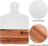 Marble and Acacia Wood Cutting Board, White Cheese Board with Handle, 13 x 8.5 Inch