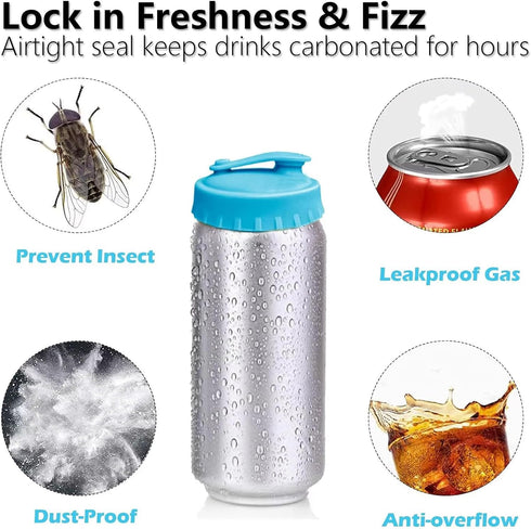 Qgond 6 6 3 3 2.13 Inch PCS Silicone Soda Can Lids, Reusable Can Covers in Colors with Straw Openings & Fully Sealed