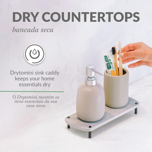 Bathroom Sink Fast Drying Stone Caddy, Diatomaceous Earth Bottle Drying Rack for Countertop Organizer