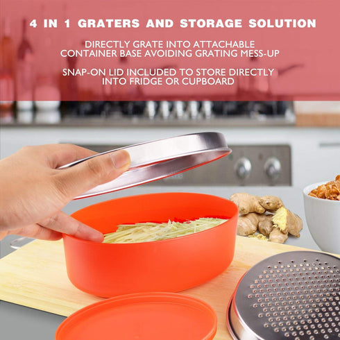 Cheese Grater Citrus Lemon Zester with Food Storage Container & Lid - Perfect for Hard Parmesan, Soft Cheddar, Ginger,