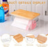 Trash Bag Holder Dispenser, Garbage Bag Dispenser with Bamboo Lid & Handles, Stackable Clear Trash Bag Organizer Under