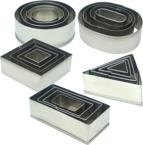 20 Pcs MINI Geometric Metal Cookie Cutters Set, Fun Stainless Steel Biscuit Molds for Kitchen, Baking & Decorative Food
