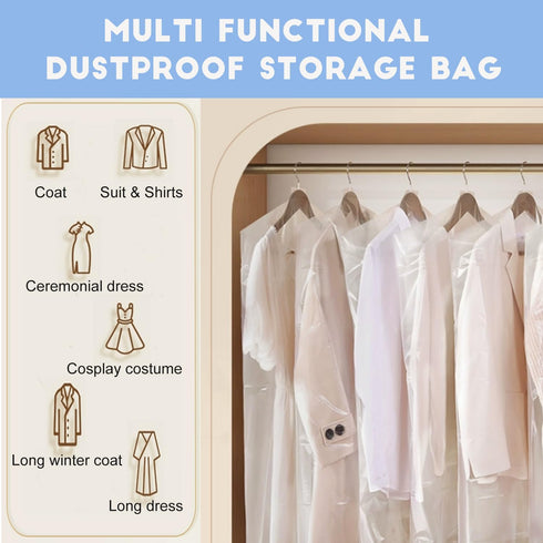 DERIQ 20pcs 60 Inch Plastic Garment Bag, Clear Dry Cleaner Bags for Clothes Cover, Laundry Bags for Storage
