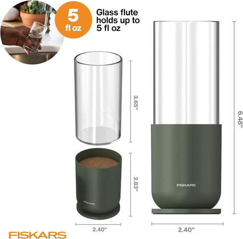 5 oz, Fiskars Plant Propagator, Single Glass Vase with Metal Stand for Rooting Cuttings, Hydroponic System for Indoor