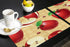 Greeeen Placemats Set of 6, Red Apples Place Mats for Dining Table, Washable Cotton Linen