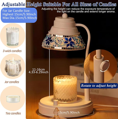 Dimmer, Electric Candle Warmer Lamp with Colorful Diamond Lampshade, Metal Wax Melting Lattern with Timer