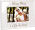 Bling Bling I Got the Ring Picture Frame, 4x6, White, Malden International Designs Glazed Ceramic with Silver Accents
