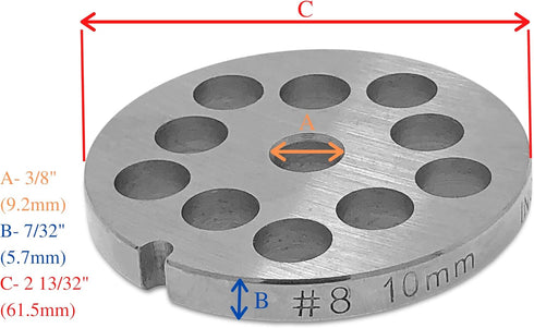 #8 Stainless Steel Replacement Plate Disc Blade - Meat Grinder (3/8")