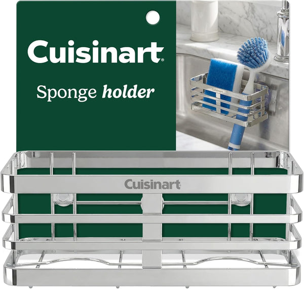 Cuisinart Sponge Holder for Kitchen SinkMetal Sink Caddy with Triple Suction Cups,